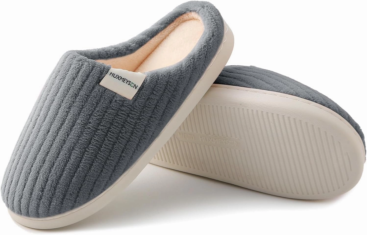 HUXMEYSON Slippers for Women, Warm Memory Foam Comfy House Slippers with Anti-Skid Rubber Sole for Indoor and Outdoor