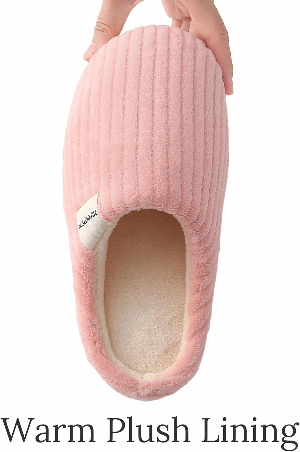 HUXMEYSON Slippers for Women, Warm Memory Foam Comfy House Slippers with Anti-Skid Rubber Sole for Indoor and Outdoor