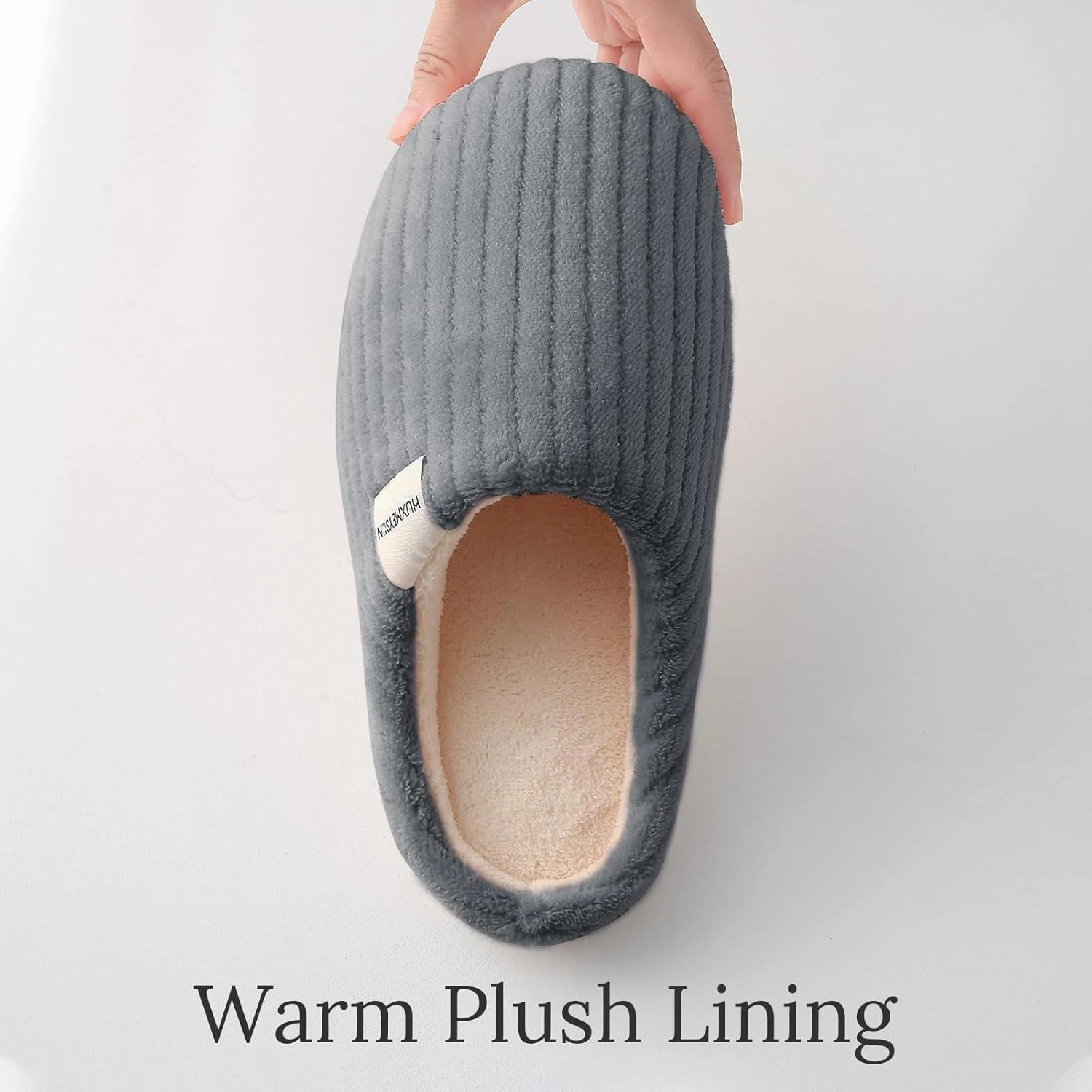 HUXMEYSON Slippers for Women, Warm Memory Foam Comfy House Slippers with Anti-Skid Rubber Sole for Indoor and Outdoor