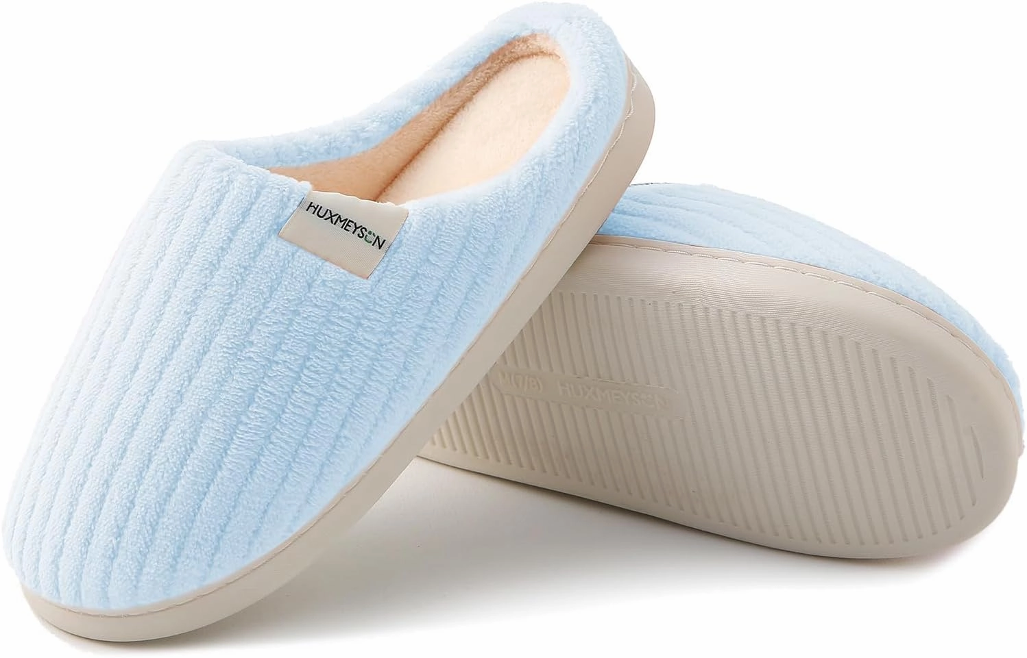 HUXMEYSON Slippers for Women, Warm Memory Foam Comfy House Slippers with Anti-Skid Rubber Sole for Indoor and Outdoor