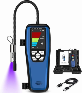 HVAC Refrigerant Leak Detector, ALD-200 Freon & Combustible Gas Leak Detector, Freon Sniffer Halogen Gas Leak Detector 16-Inch Sensor Probes with Loud Alarm,for R134A R410A R22 R600A R290