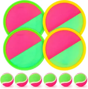 Hxezoc Toss and Catch Ball Set Catch Game Toys with 4 Paddles 6 Balls and 1 Storage Bag, Ball Sports Toys for Kids and Adults Family School Outdoor Games, Beach Playground Yard Games Supplies