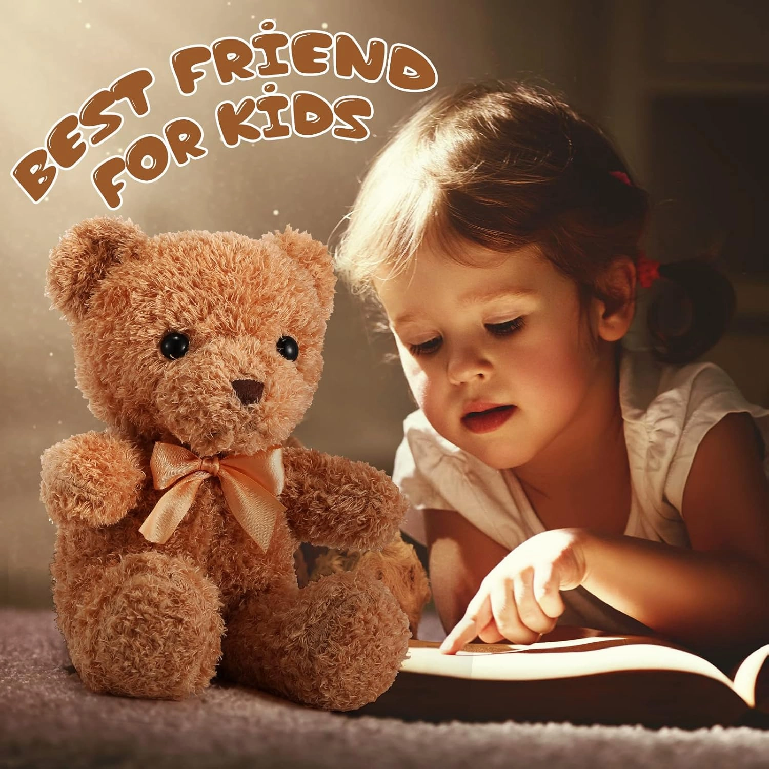 HyDren 5 Pcs Bears Stuffed Animal Soft Plush Toys Valentine 12 Inches Cute Small Shaggy Bear with Hoodie Bow Tie for Kids Boys Girls Baby Shower Birthday Party(Bow Tie Style,Light Brown, White)