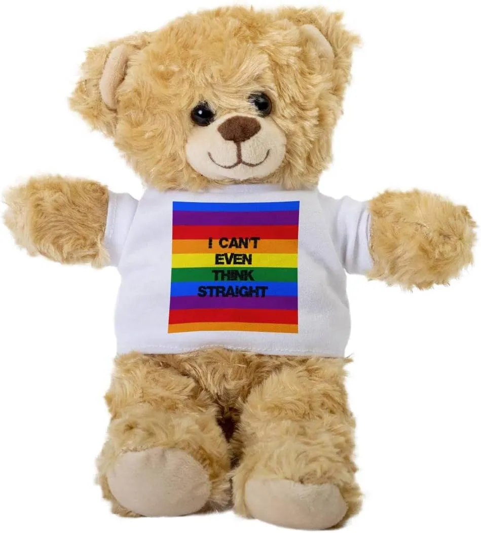 I Can't Even Think Straight Teddy Bear, Gift Stuffed Animal, Gay Plush Teddy Bear with Tee, Gift for Her, Gift for Straight, Birthday Christmas Basket Gift Idea