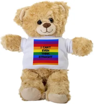 I Can't Even Think Straight Teddy Bear, Gift Stuffed Animal, Gay Plush Teddy Bear with Tee, Gift for Her, Gift for Straight, Birthday Christmas Basket Gift Idea