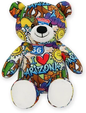 I Love Arizona Graffiti Teddy Bear Eco Friendly Stuffed Animal; Cuddly Soft Velboa Plush Animal for Kids 3 Years Old to Adults; Child-Safe Embroidered Face Details (10" Tall When Seated)