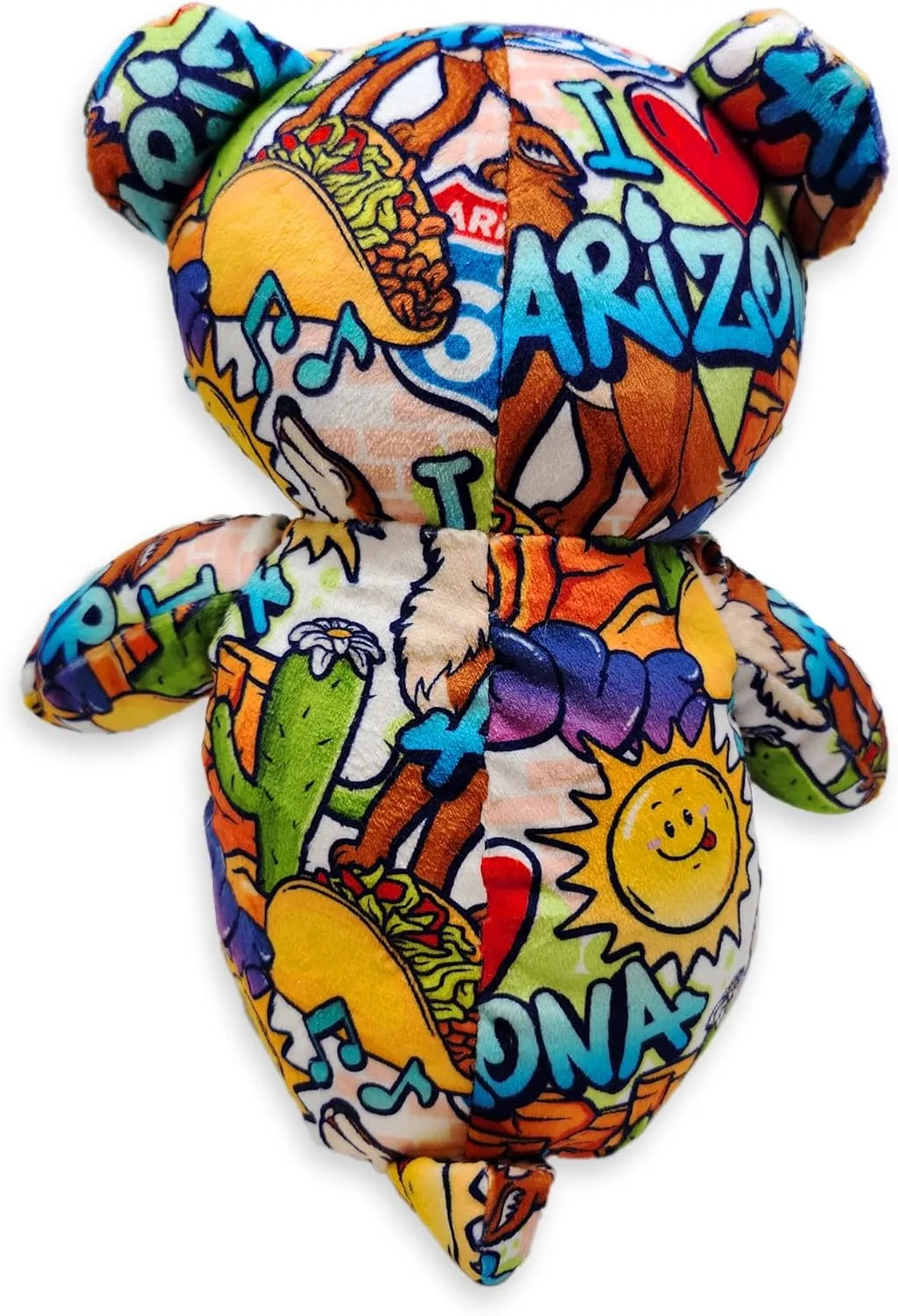 I Love Arizona Graffiti Teddy Bear Eco Friendly Stuffed Animal; Cuddly Soft Velboa Plush Animal for Kids 3 Years Old to Adults; Child-Safe Embroidered Face Details (10" Tall When Seated)