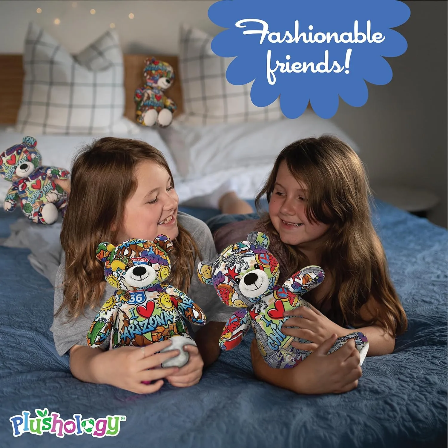 I Love Arizona Graffiti Teddy Bear Eco Friendly Stuffed Animal; Cuddly Soft Velboa Plush Animal for Kids 3 Years Old to Adults; Child-Safe Embroidered Face Details (10" Tall When Seated)