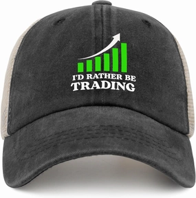 I'd Rather Be Trading Traders Forex Stocks Day Trucker Hat for Men Baseball Caps Soft Washed Ball