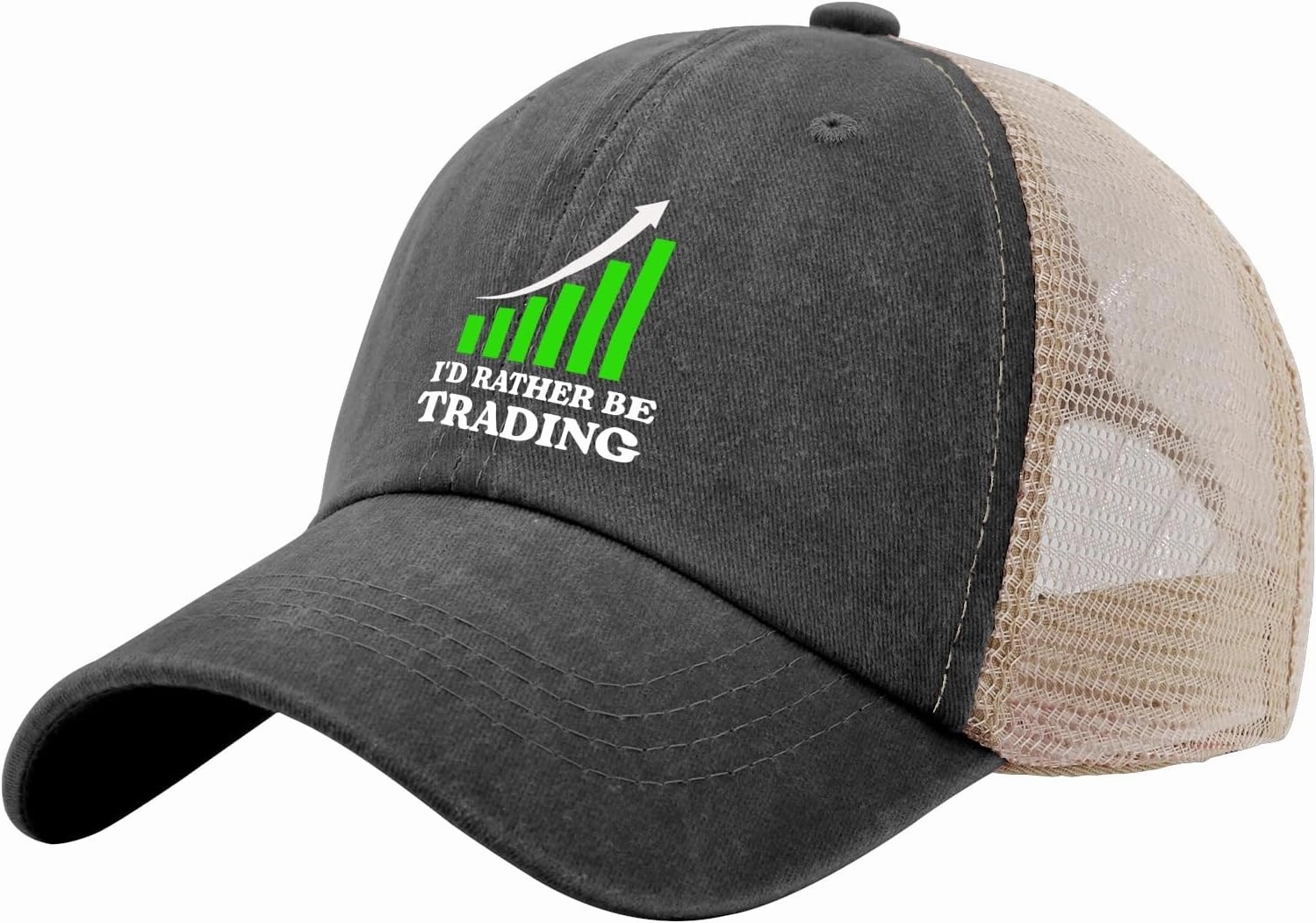 I'd Rather Be Trading Traders Forex Stocks Day Trucker Hat for Men Baseball Caps Soft Washed Ball