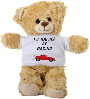 I'd Rather be Racing Teddy Bear, Gift Stuffed Animal, Plush Teddy Bear with Tee, Gift for Her, Birthday Basket Idea