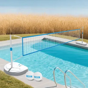 IGL Pool Volleyball Net Set, Pool Volleyball Set with 15 Ft Length Net, Height Adjustable Volleyball Net for Pool, Anti-Rust Stainless Steel Pool Games Set, Two Fillable Bases, Includes 2 Volleyballs