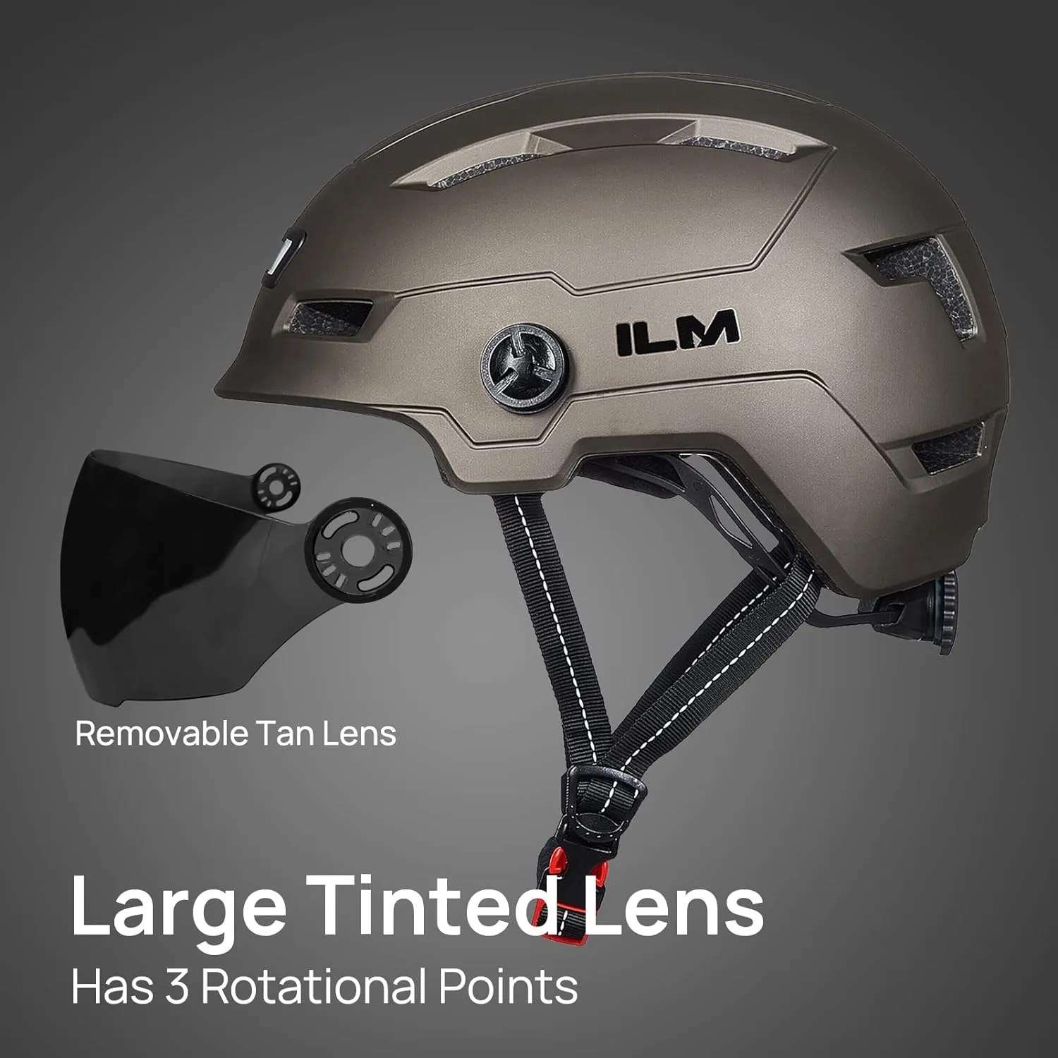 ILM Adult Bike Helmet with USB Rechargeable LED Front and Back Light Mountain&Road Bicycle Helmets for Men Women Removable Goggle Cycling Helmet E3-10L