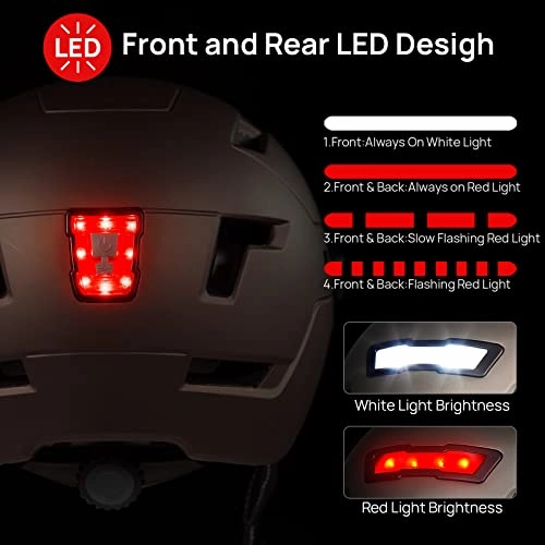 ILM Adult Bike Helmet with USB Rechargeable LED Front and Back Light
