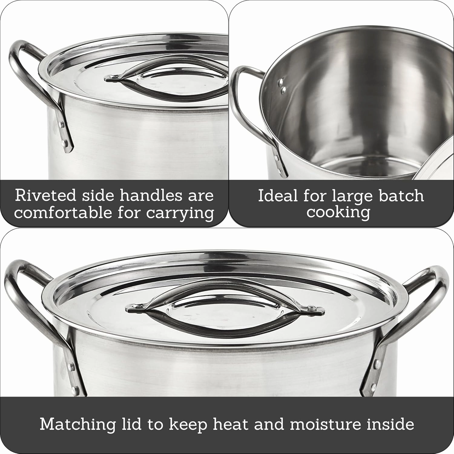 IMUSA 12 Quart Stainless Steel Stock Pot with Lid