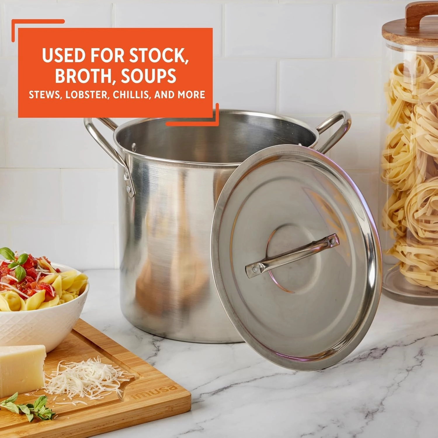 IMUSA 12 Quart Stainless Steel Stock Pot with Lid
