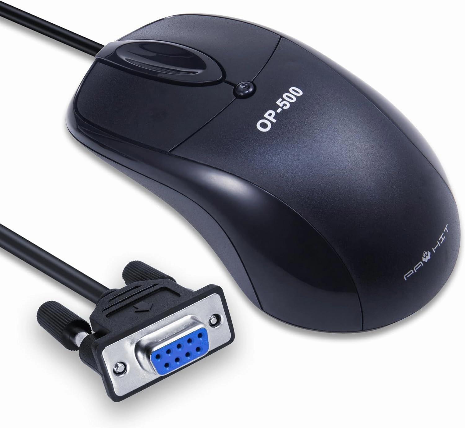 Industrial RS232 COM Port Mechanical Mouse, 9-Pin Serial Interface for CNC Machines, PLC Control Systems, 1.6M Anti-Interference Cable, 1600DPI, IP54 Dustproof (Black)