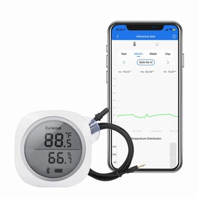 Inkbird Wireless Thermometer Hygrometer Smart Sensor Data Logger with Waterproof External Probe Magnet for Food Storage Brewing Reptile Instrument Cigar IBS-TH1 (IBS-TH1 Plus Aquarium Probe)