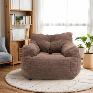 INMOZATA Bean Bag Chair for Adult and Teens 3FT Pre-Filled Soft Teddy Fluffy Lazy Sofa Floor Chair Beanbag for Living Room Playroom Dorm Apartment (Brown)