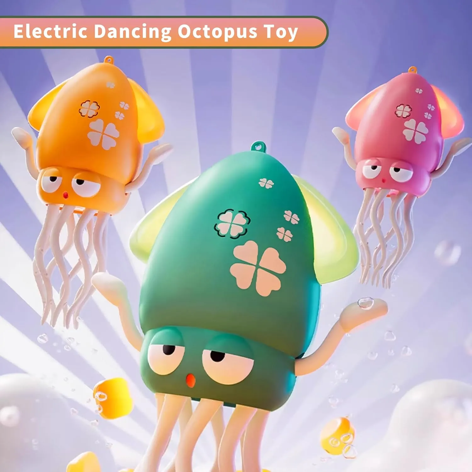 Interactive Octopus Dancing- Electric Crawling Octopus Toy with LED Lights & Music, Smart Sensor Avoidance Great Stress Relief Toy for Office/Home (Pink)