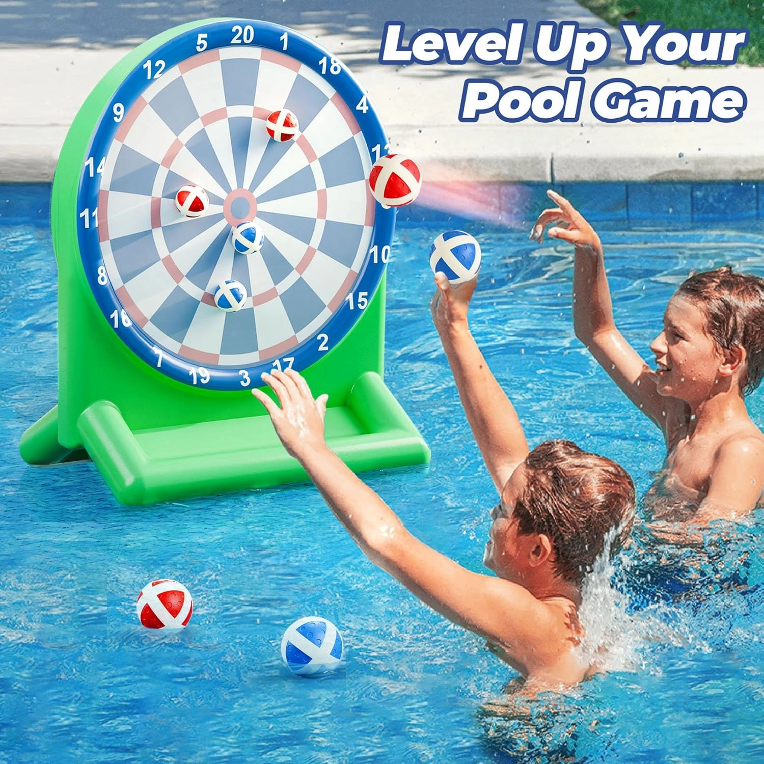 iPlay, iLearn Pool Wave Kids Fun Pool Toys, Inflatable Dart Board Water Game, Swimming Pool Floats, Beach Yard Outdoor Play, Cool Summer Party Gift for 6 7 8 9 10 12 Year Old Boy Girl Teen Adult-Green