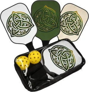 Irish Pickleball Paddles Featuring Irish Celtic Trinity Knot Pickleball Paddles Set of 2 for Women & Men incl. 2 Pickle Balls & Carry Case Irish Map on Both Sides of Pickleball Paddle