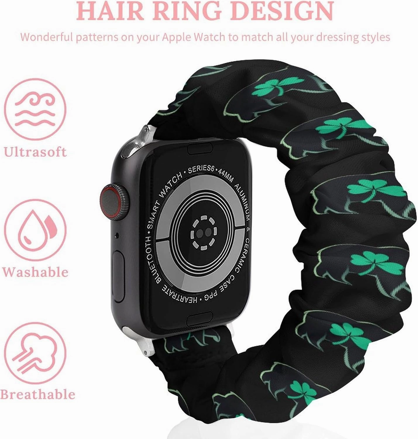 Irish Bear Lucky Shamrock Fashion Watch Strap Scrunchies Wristbands Compatible With IWatch Series