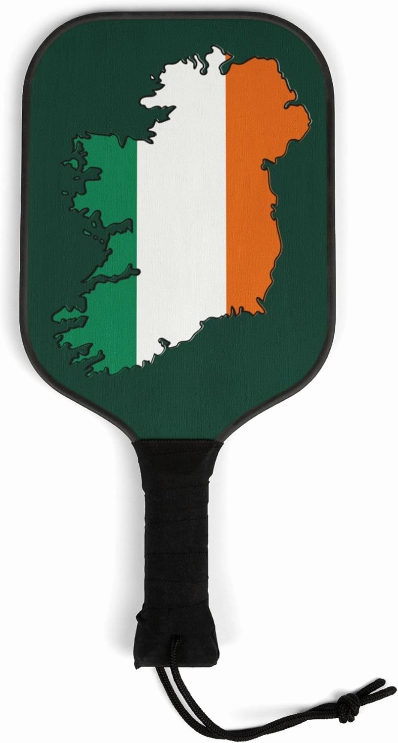 Irish Pickleball Paddles Featuring Irish Flag Colors on Map of Ireland Pickleball Paddles Set of 2 for Women & Men incl. 2 Pickle Balls & Carry Case Irish Map on Both Sides of Pickleball Paddle
