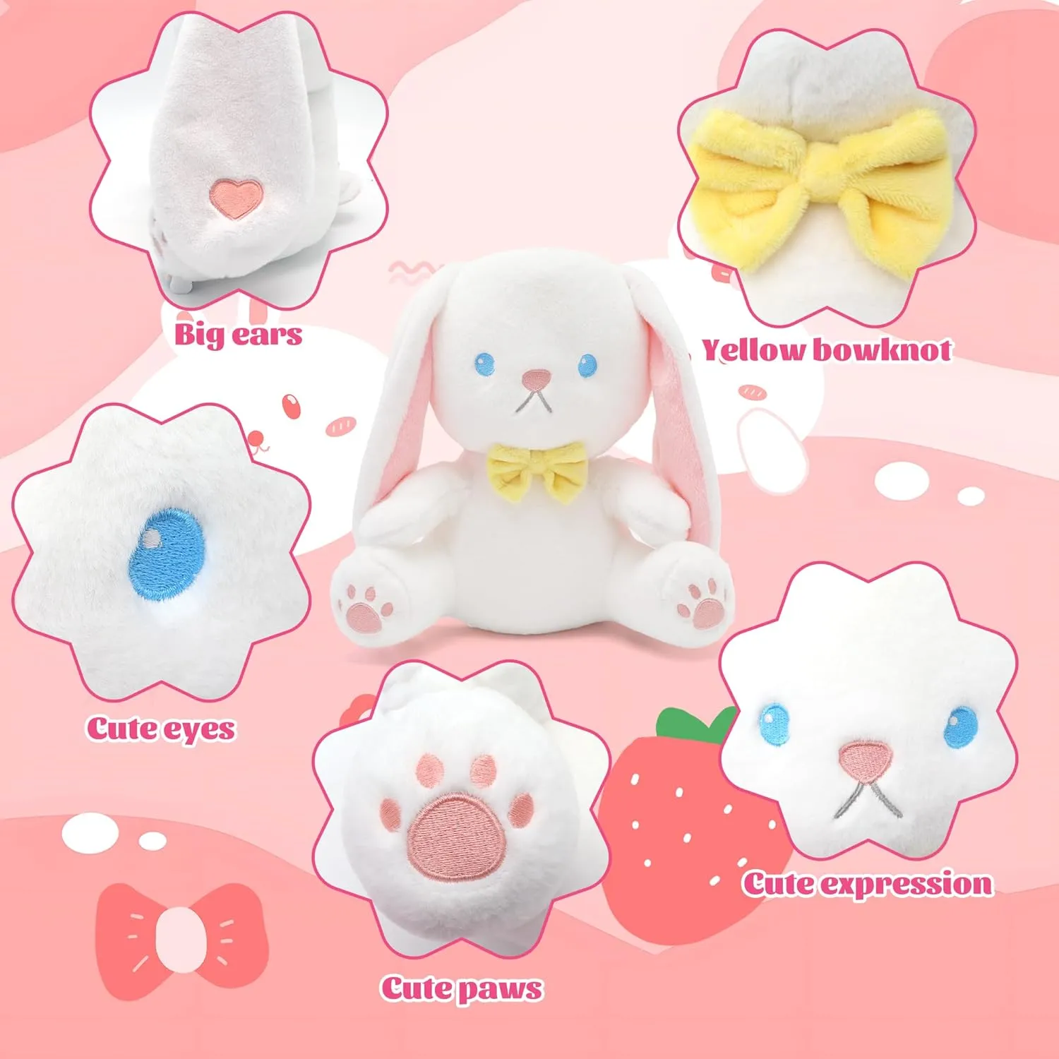 IUTOYYE Easter Bunny Stuffed Animal with Removable Easter Eggshell, 9.84 inch Easter Bunny Plush Hide in Easter Egg Plush for Girls Boys Adultt(Pink)