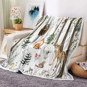 JAWO Rustic Cabin Throw Blanket, Country Wild Animal Bear Deer Throw Blanket for Couch Bed Sofa Nature Forest Throw Blankets for Couch Bed Camping Blanket Travel Living Room Bedroom 50X60inch