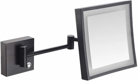 JCAKES Bathroom Shaving Mirror Wall Mounted LED Illuminated Makeup Mirror with 3X Magnifying Touch Screen Swivel Extendable Square Vanity Mirror Concealed Install (Color : Black Bronze)