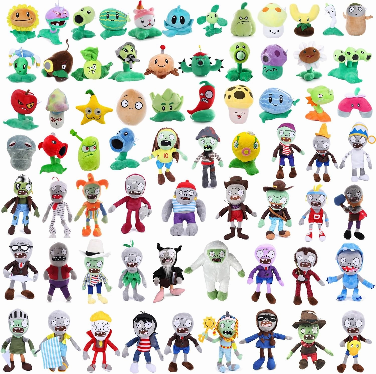 JHESAO 6 PCS PVZ Plushies Plants and Zombies Plush Random Different Types Toys Normal Zombies PVZ Plush 1 2 Stuffed Soft Doll New