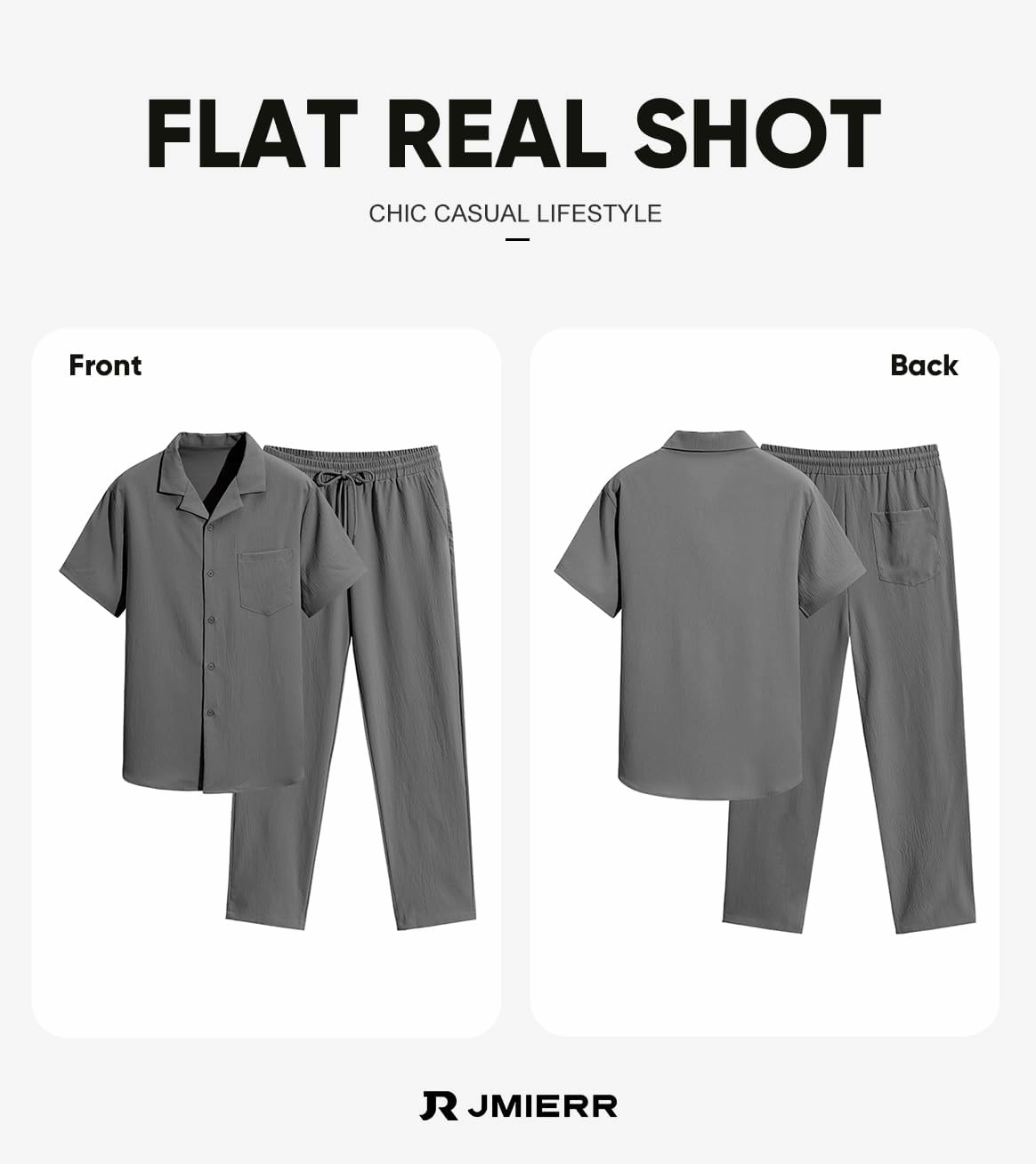JMIERR Men 2 Piece Beach Vacation Outfit Pants Set Summer Cool Short Sleeve Casual Shirts