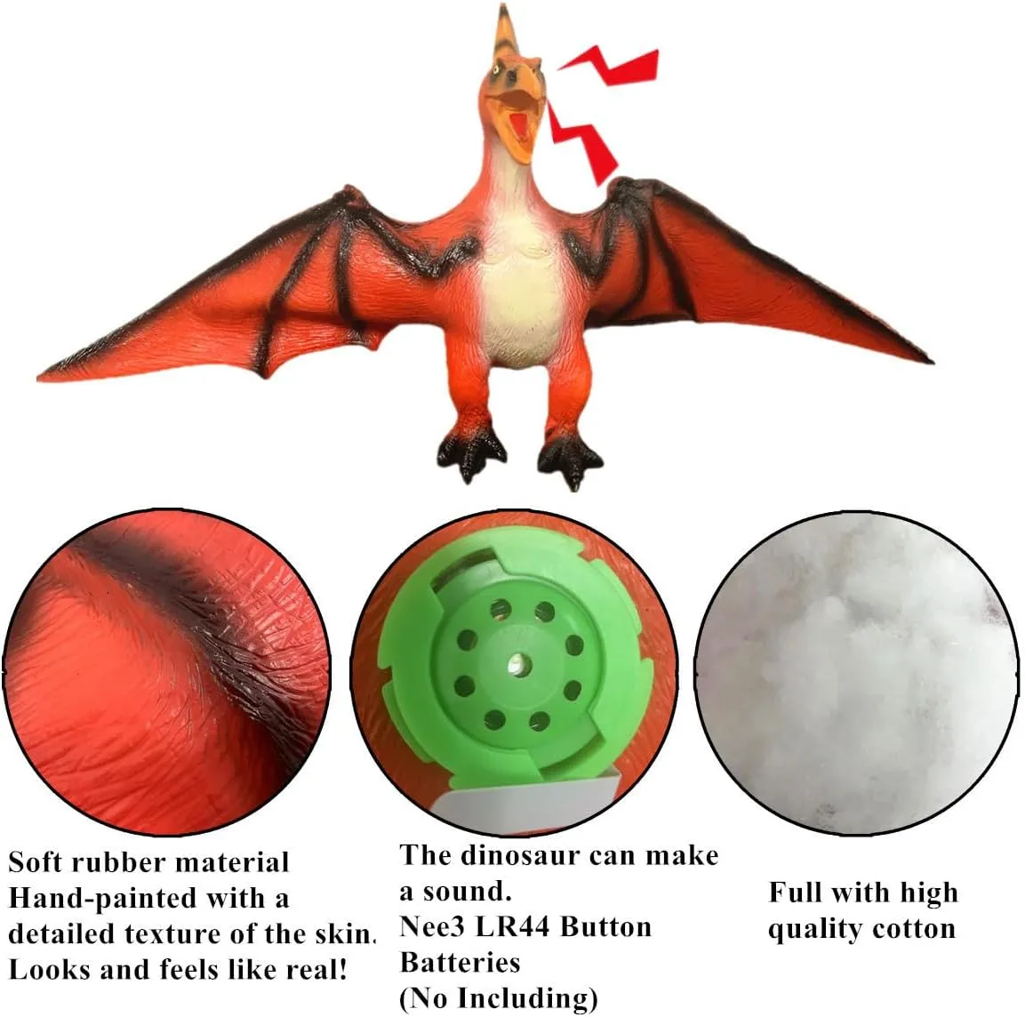 Jumbo Dinosaur Toys Pterodactyl Red Realistic Large Size 24 inch Jurassic Prehistorical Dinosaur Action Figures Educational for Boys Kids Girls Collectors