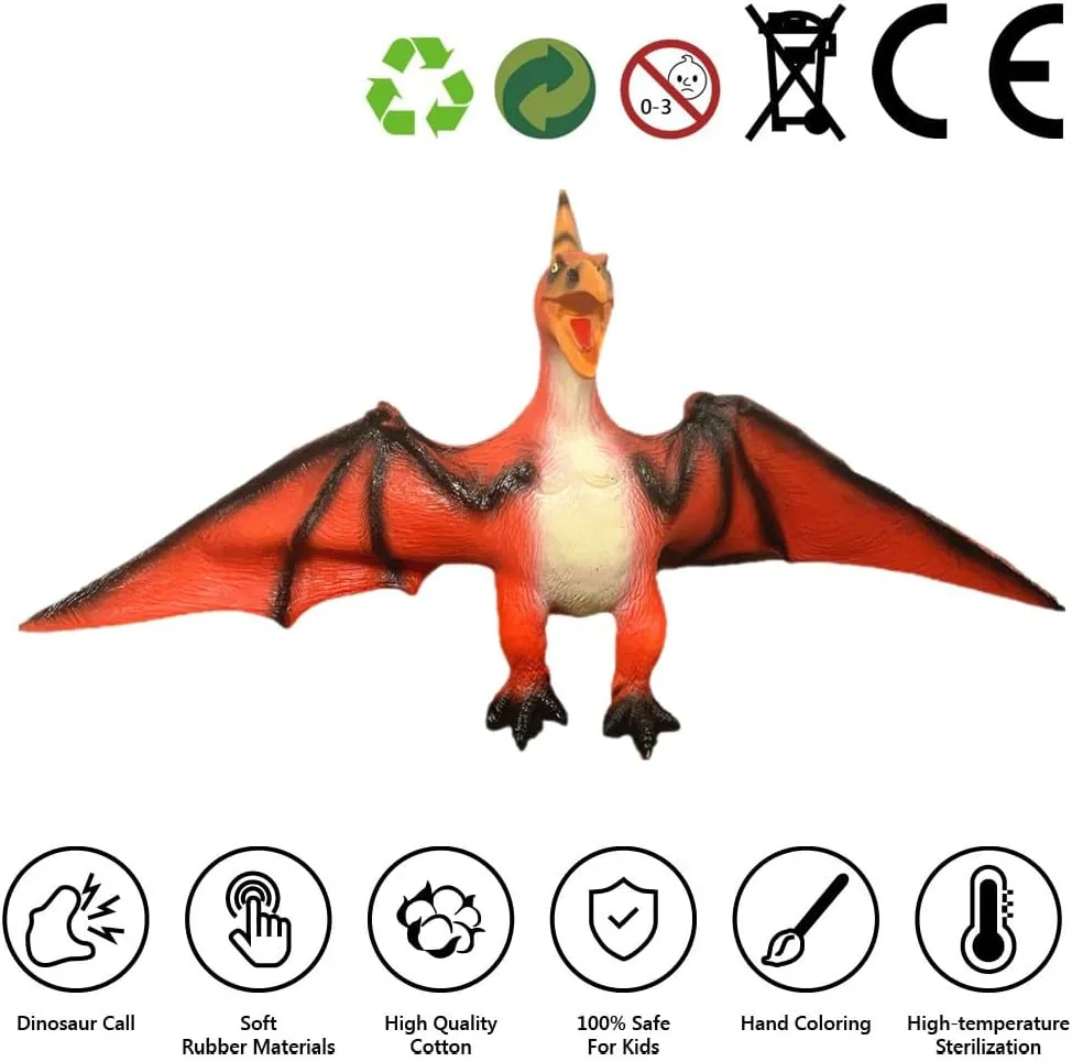 Jumbo Dinosaur Toys Pterodactyl Red Realistic Large Size 24 inch Jurassic Prehistorical Dinosaur Action Figures Educational for Boys Kids Girls Collectors