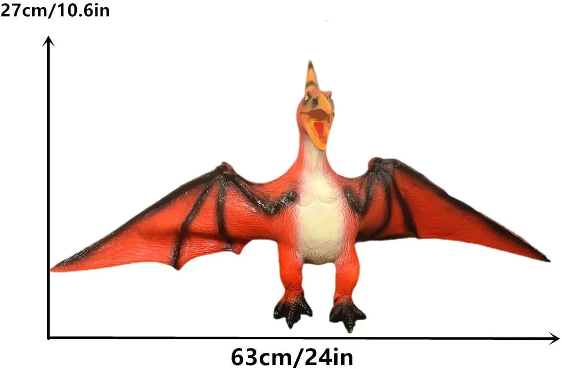 Jumbo Dinosaur Toys Pterodactyl Red Realistic Large Size 24 inch Jurassic Prehistorical Dinosaur Action Figures Educational for Boys Kids Girls Collectors
