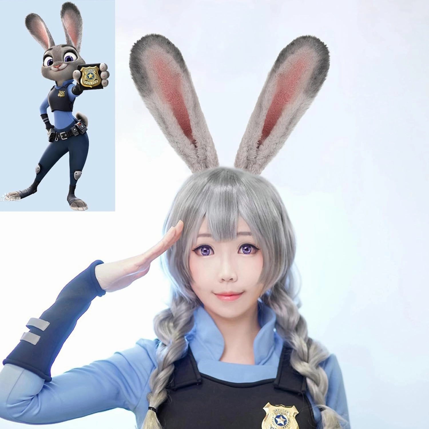 JUNBOON Plush Furry Bunny Headwear Faux Fur Rabbit Ear Headband Cosplay Costume Hair Accessories