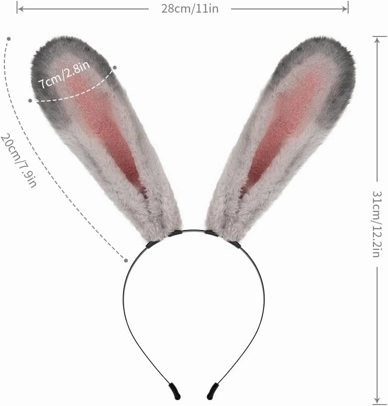 JUNBOON Plush Furry Bunny Headwear Faux Fur Rabbit Ear Headband Cosplay Costume Hair Accessories
