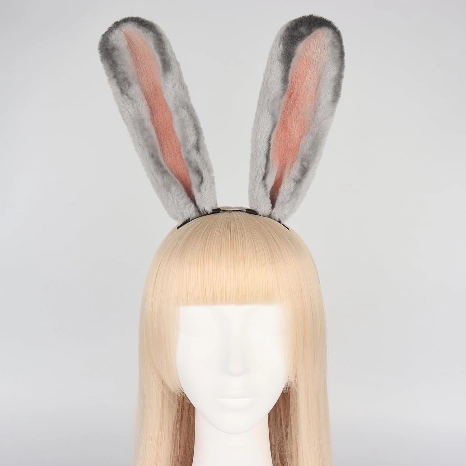 JUNBOON Plush Furry Bunny Headwear Faux Fur Rabbit Ear Headband Cosplay Costume Hair Accessories