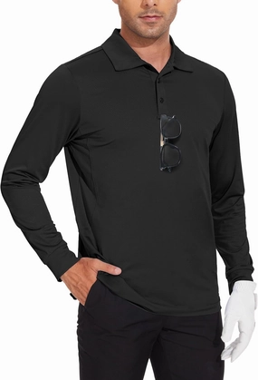 JWM Men's Long Sleeve Golf Polo Shirts - Athletic Casual Travel Performance Collar Shirts Lightweight Quick Dry UPF50