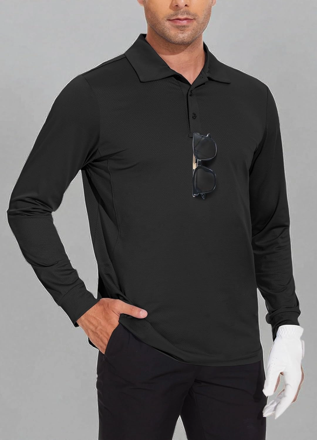 JWM Men's Long Sleeve Golf Polo Shirts - Athletic Casual Travel Performance Collar Shirts Lightweight Quick Dry UPF50