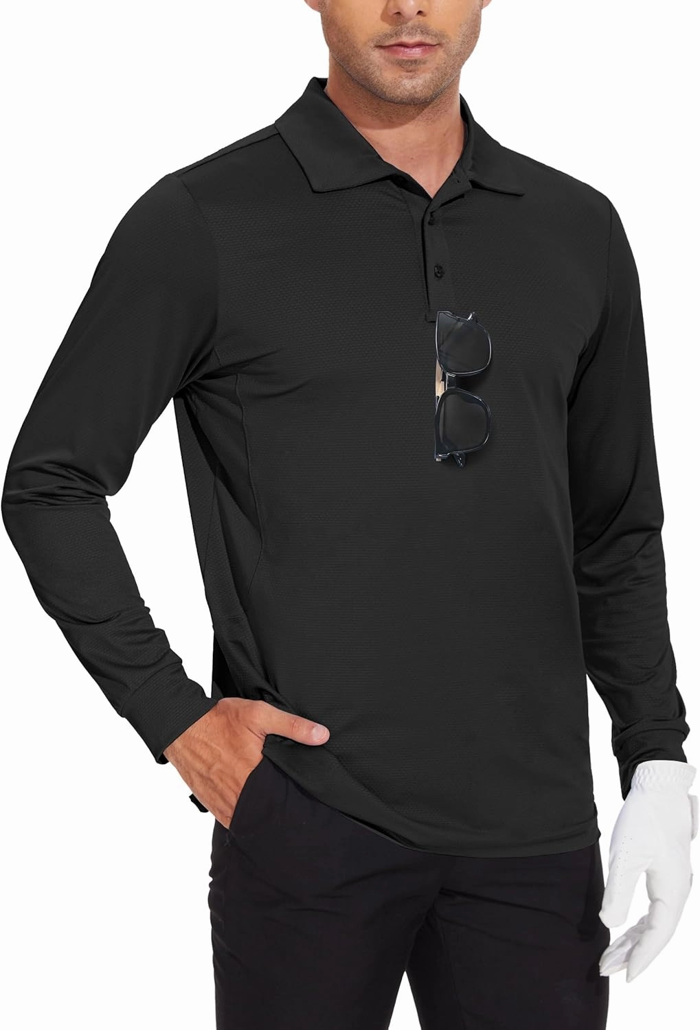 JWM Men's Long Sleeve Golf Polo Shirts - Athletic Casual Travel Performance Collar Shirts Lightweight Quick Dry UPF50