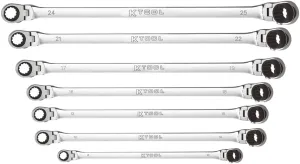 K Tool International 7 Pc. Metric Double Box Univ Spline 90 Tooth Rev Ratchet Set (KTIXDDBM4 and KTIXDDBM10)
