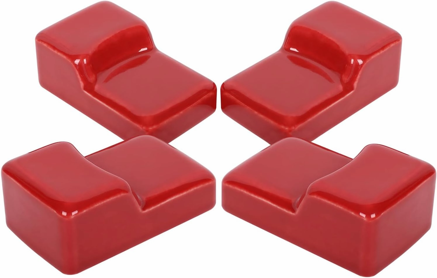 KAMaster Ceramic Grill Feet Shoes,Set of 4 for Kamado Grill Accessories Parts Raise Kamado Classic and Bigr Joe,Red Ceramic Feet Shoes for BBQ Grill Table Outdoor and Garden