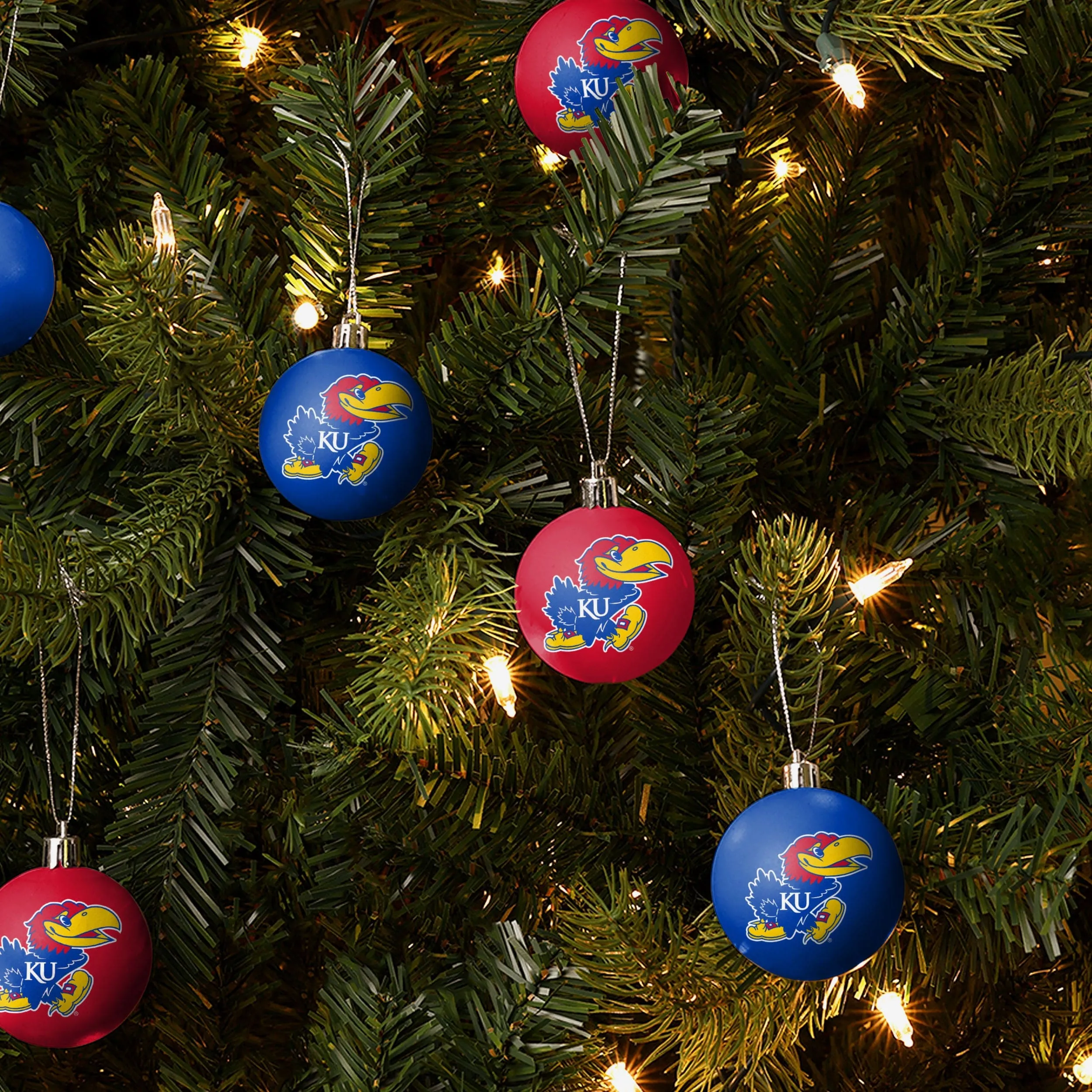 Kansas Jayhawks 12 Pack Plastic Ball Ornament Set