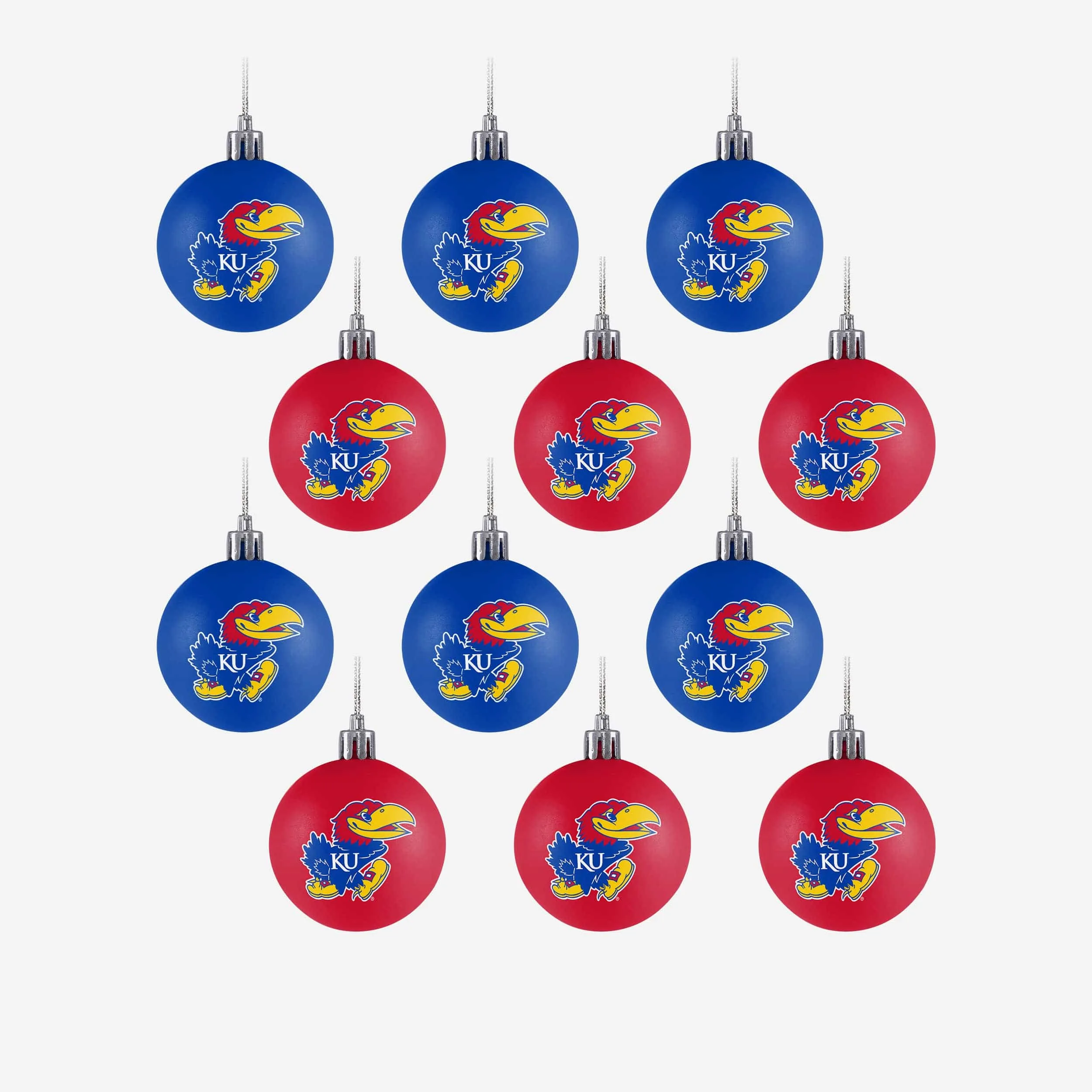 Kansas Jayhawks 12 Pack Plastic Ball Ornament Set