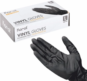 Karat [1,000 ct Vinyl Disposable Gloves | Latex-Free & Powder-Free | Food Safe Cooking Gloves | Black | Large