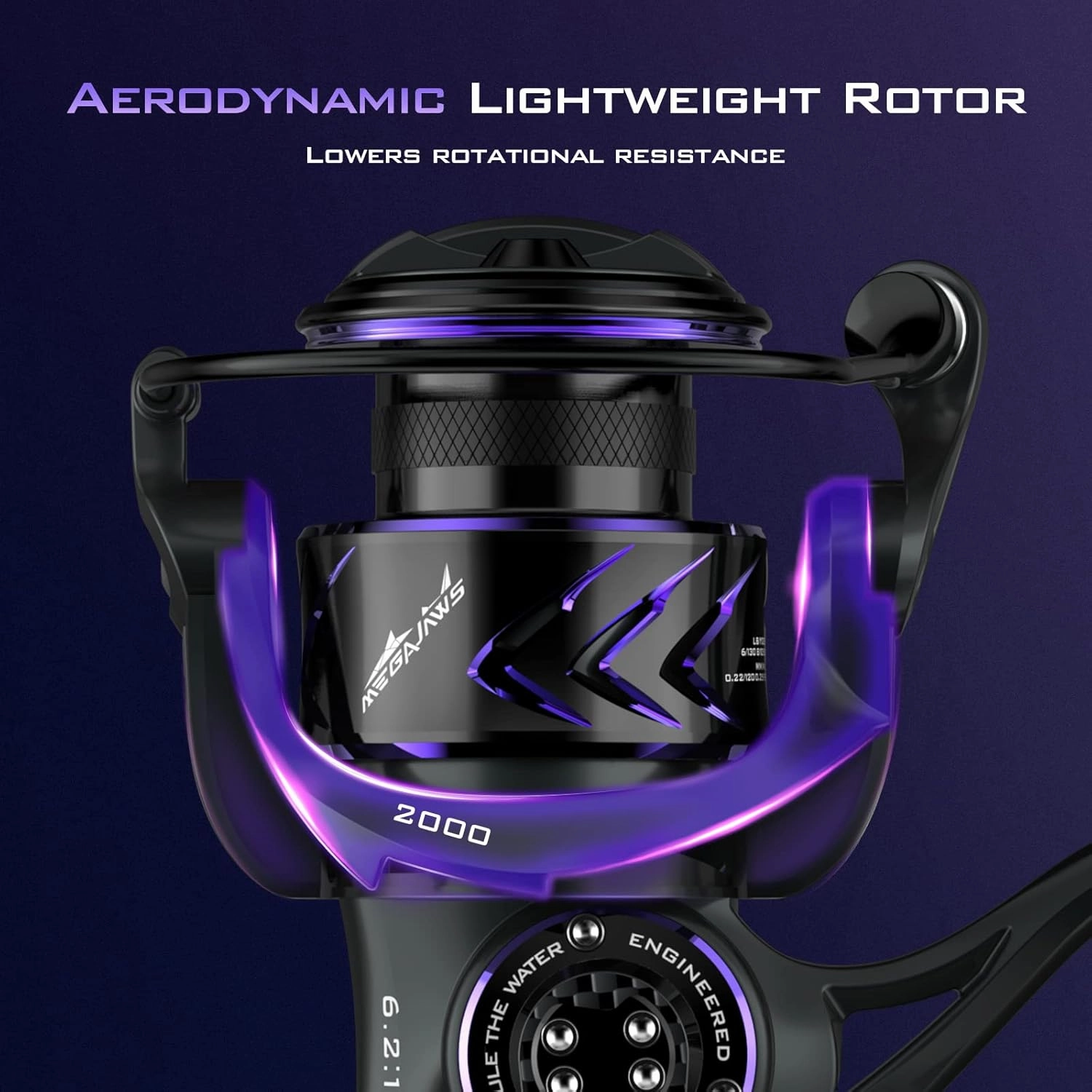KastKing MegaJaws Elite Spinning Fishing Reel - 6.2:1/5.2:1 Gear Ratio Fishing Reel, 39.5Lbs Max Drag, Ultra Lightweight & Powerful, 10 1 Stainless BB for Saltwater/Freshwater, Aerodynamic Reel Rotor