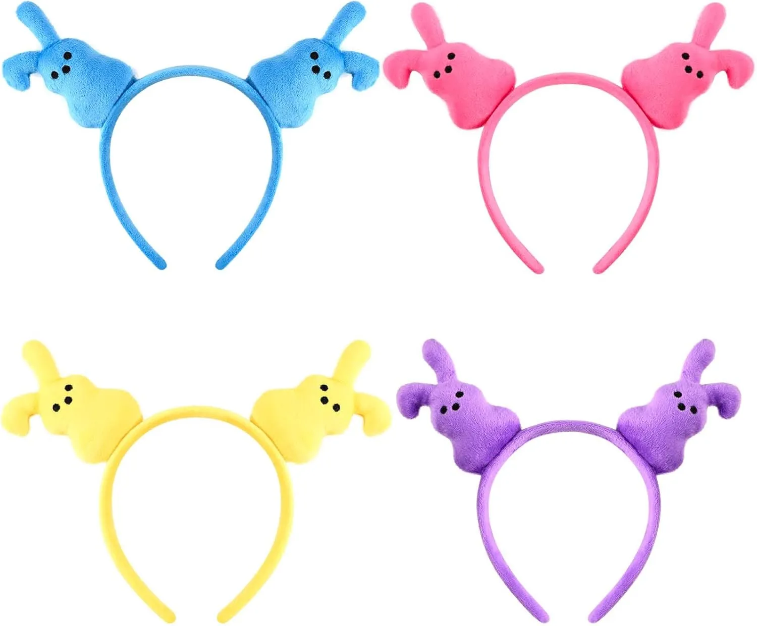 Kavoc 4Pcs Easter Plush Bunny Ears Headband Cute Bunny Rabbit Head Boppers Bunny Hair Accessories for Easter Spring Birthday Baby Shower Party Supplies
