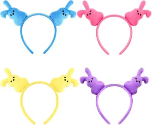 Kavoc 4Pcs Easter Plush Bunny Ears Headband Cute Bunny Rabbit Head Boppers Bunny Hair Accessories for Easter Spring Birthday Baby Shower Party Supplies